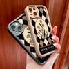 Для iPhone 16 15 14 13 12 11 Pro Max XS Max XR X SE 8 7 мягкий силиконовый винтажный чехол с узором в форме ромба и полностью закрывающий объектив