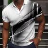Fashion Men'S Polo Shirt 3D Gradient Line Summer Short Sleeve TShirts Casual Daily Lapel Tops Tees Striped T Shirt Man Clothing