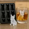 French Bulldog Ice Cube Mold Flexible Silicone Tray with Safety Cover Novelty Animal Shape 3D Ice Maker for Whiskey Cocktails Juice Fun Bulldog Lover