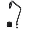 For Blue Yeti Microphone Arm - Heavy-Duty Microphone Stand with Wind-Reducing Mic Foam Cover, Adjustable Weighted Metal Boom Arm, and 3/8" To 5/8" Ada