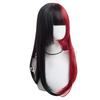 Harajuku-style GAL-kei Women's Full Wig, Long, Straight, Black, Red, and Double-colored, Lolita Style.