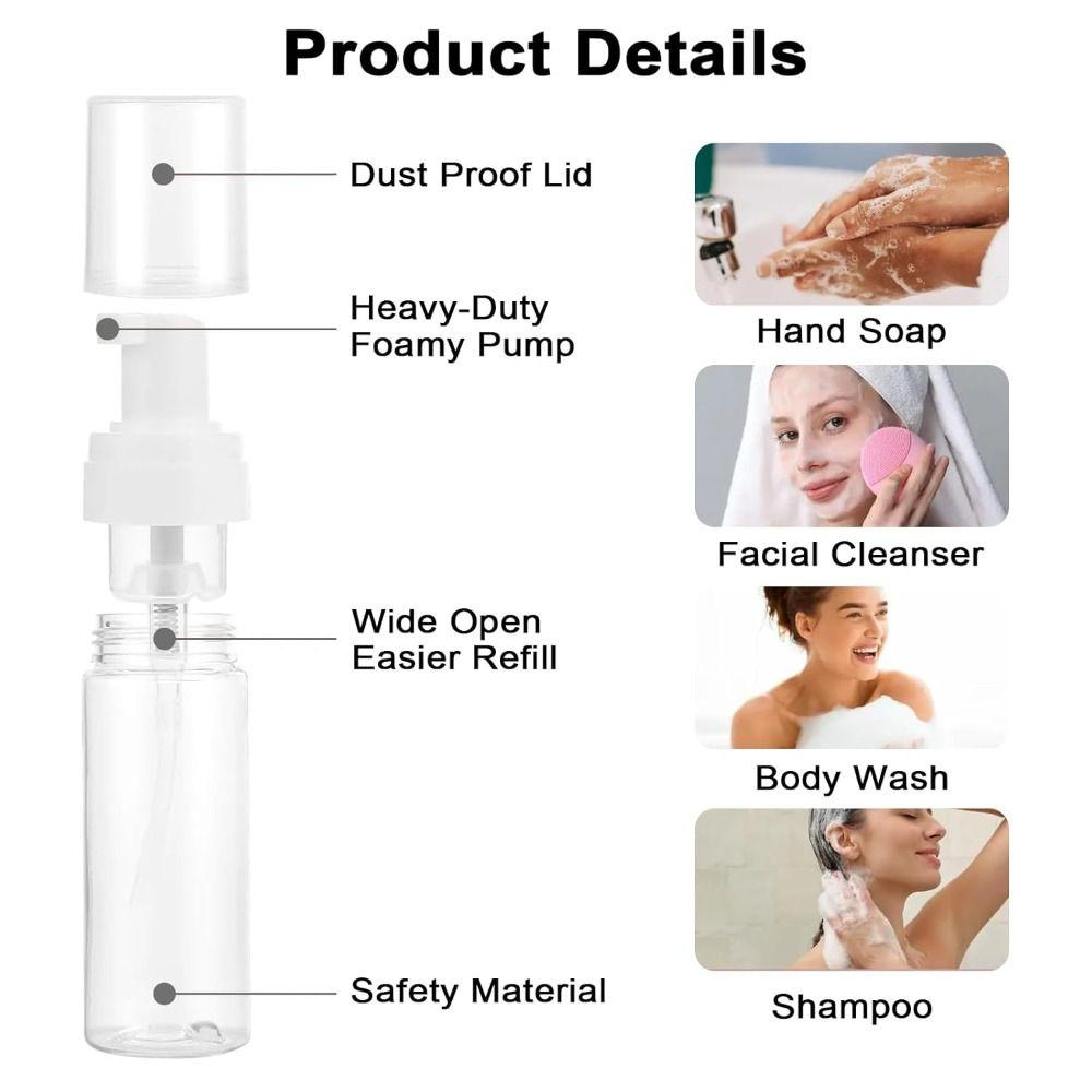 Plastic Empty Bottle Clear Foam Bottle Portable Refillable Bottle  Travel Cleaning