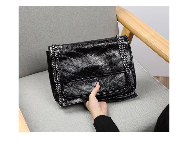 2024 Retro Chain Leather Messenger Bag - Women's Casual Crossbody Shoulder Bag