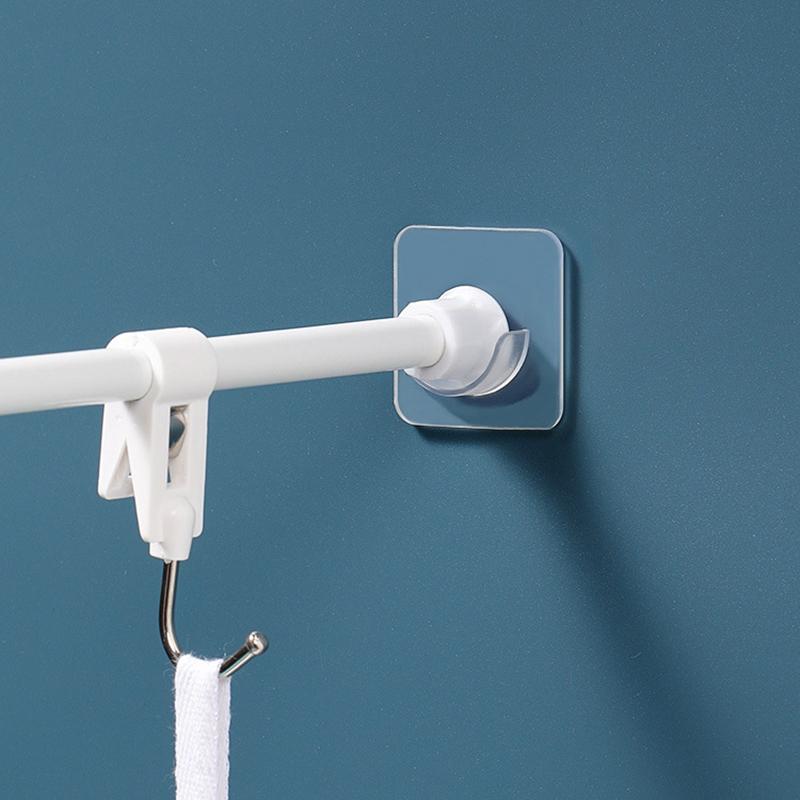 Strong Curtain Rod Bracket Holder Hooks For Wall Adhesive Bathroom Shower Rod Tension Retainer No Drilling Stick For Closet