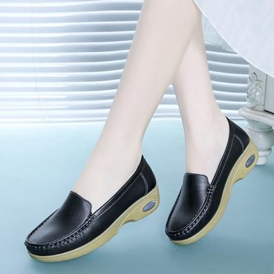 Мода 2024 года Женская обувь Весна Осень Кожаные балетки Женская обувь Слипоны Мокасины для мам Обувь Женские туфли на танкетке Большие размеры