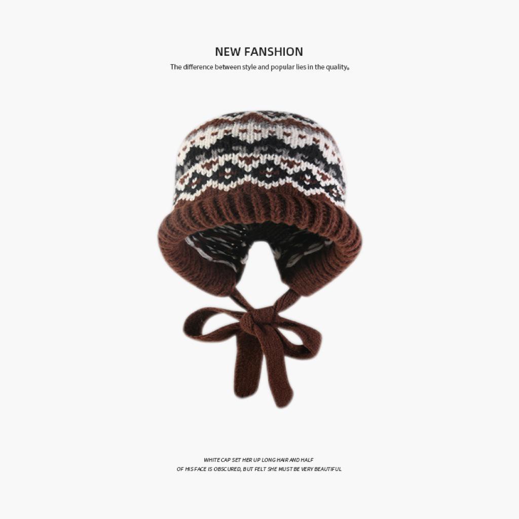 Women's Woolen Beanie with Ear Protection and Plush Lining - Ideal for Big Head Circumference, Small Face, Autumn/Winter