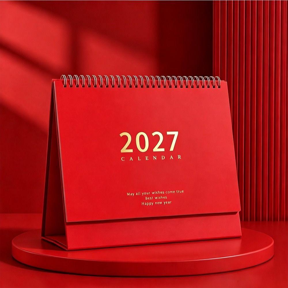 Портативный настольный календарь 2027 года, складной академический планировщик, офисные принадлежности