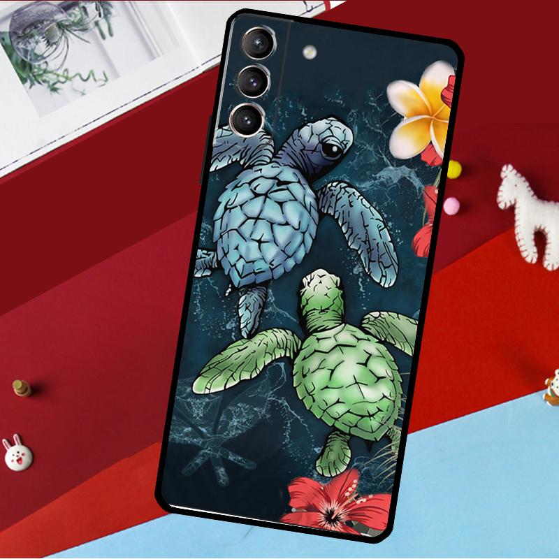 Чехол-ракушка с бирюзовой морской черепахой для Samsung Galaxy S23 Ultra S22 S21 S20 FE S8 S9 S10 Plus Note 10 20