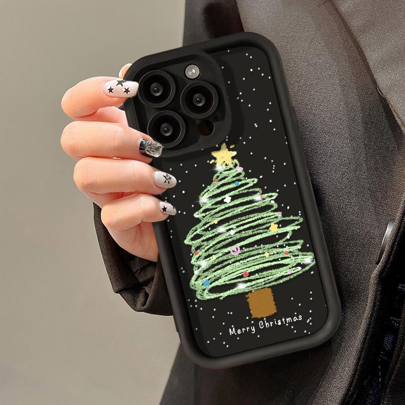 Рождественский чехол для iPhone 11 13 12 14 15 16 Pro Max XR XS Samsung A15 A55 A05 Redmi 12 13C OPPO A16 A18 Reno 11 Vivo Y17S Y12 infinix note 40