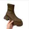 Модные ботильоны на среднем каблуке челси зимние новая мода платформа женские туфли на молнии готические повседневные мотоботы женские толстая обувь
