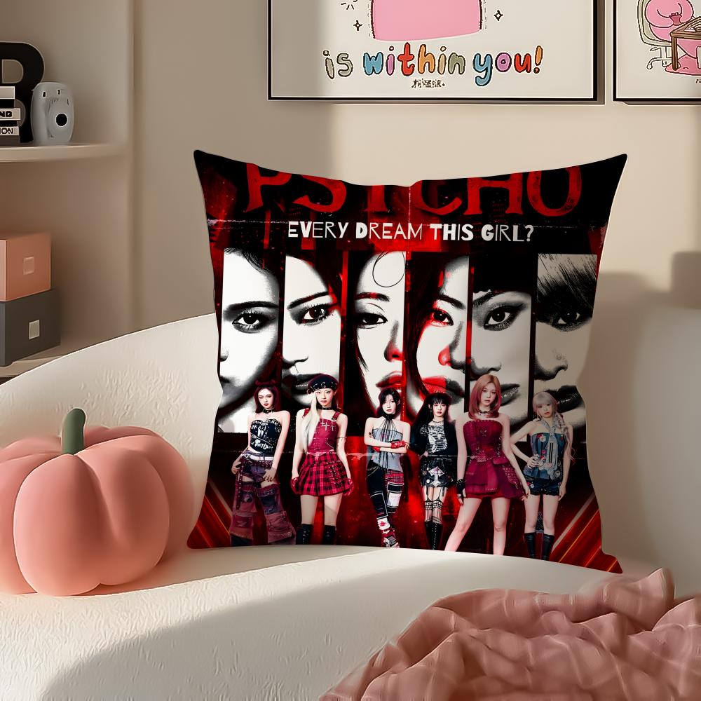 Stylish Kpop Girl Group BBabymonster Cushion Cover Pillowcase Short Plush Invisible zipper Room Sofa Cushion Cover