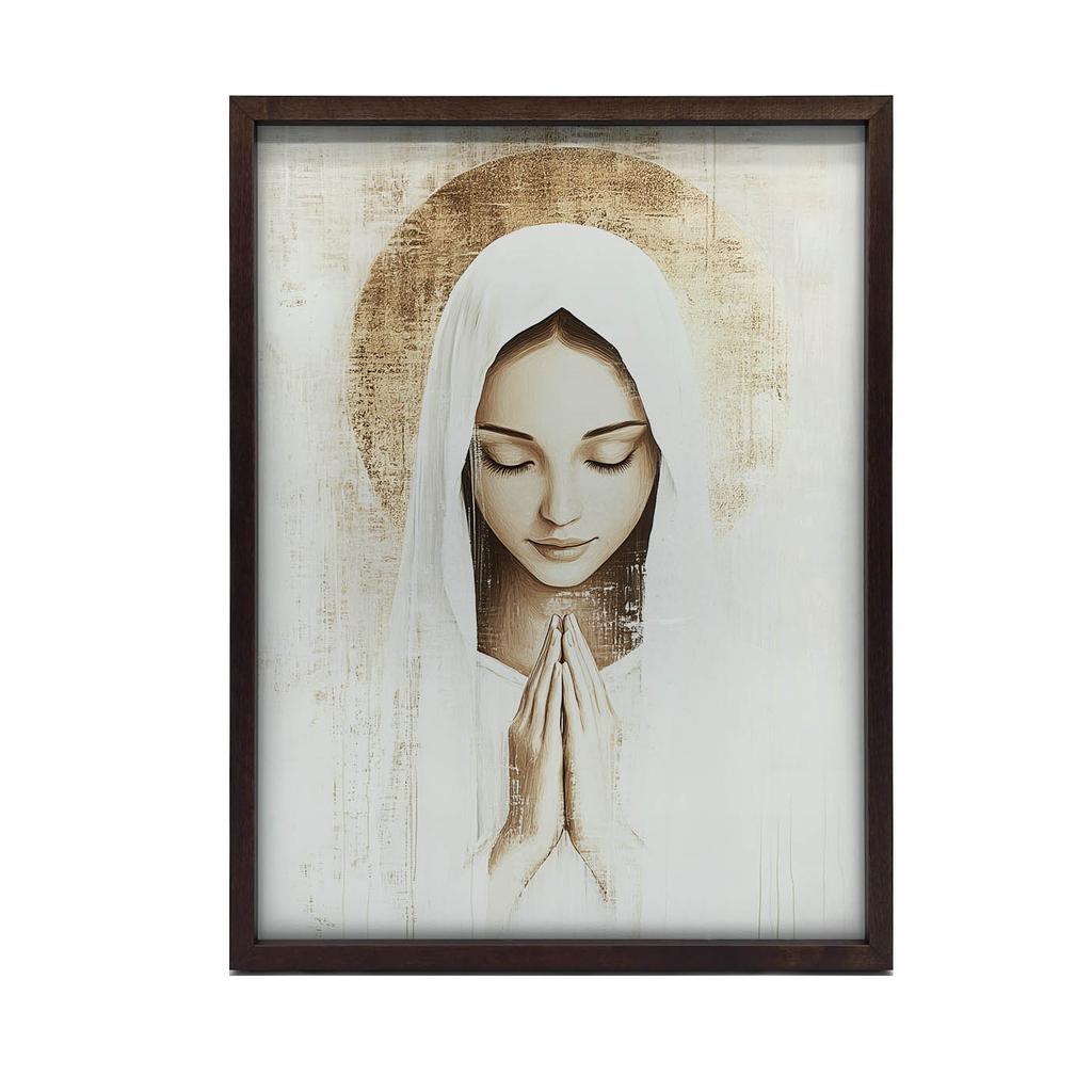 Modlitwa Maryi W Ciszy Modlitwa Maryi W Ciszy, 40X50 Cm, Rama Aluminiowa Złota, Papier Matowy 230 Gsm