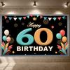 Счастливого 60-летия Баннер Макаронная Цветовая Схема Фон для Вечеринки по Случаю Дня Рождения Баннер на День Рождения Украшение Корона для Друга Семьи