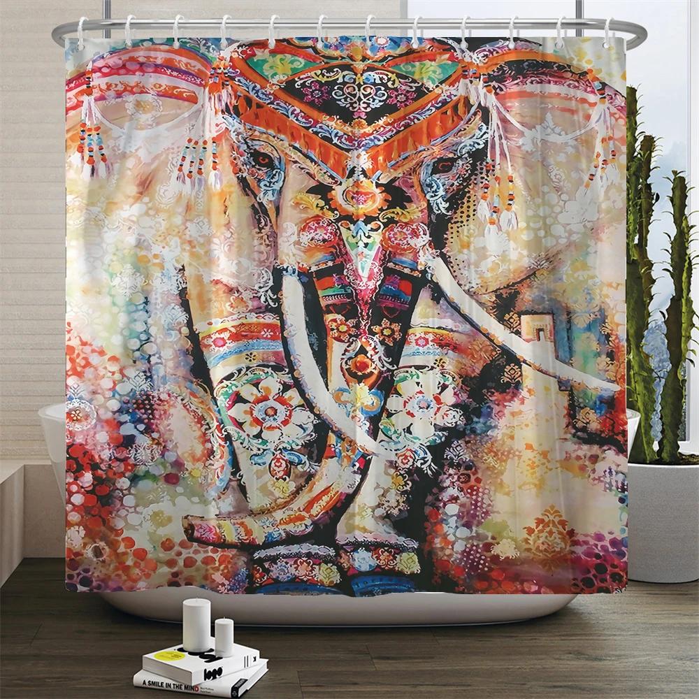 Животные напечатаны лев, тигр, кошка, Слон, 3d Занавески для ванной Водонепроницаемая полиэстеровая ткань Моющаяся занавеска для душа для ванной с крючком