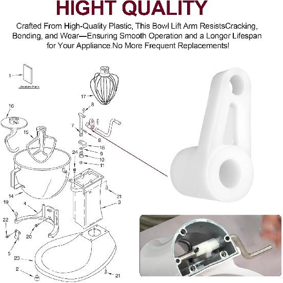 Stand Mixer Arm-Lift Replacement Part for Whirlpool & KitchenAid, Mixer Arm Lift Mechanism Compatible with WP241764, 241764, 4162053, 4162874,