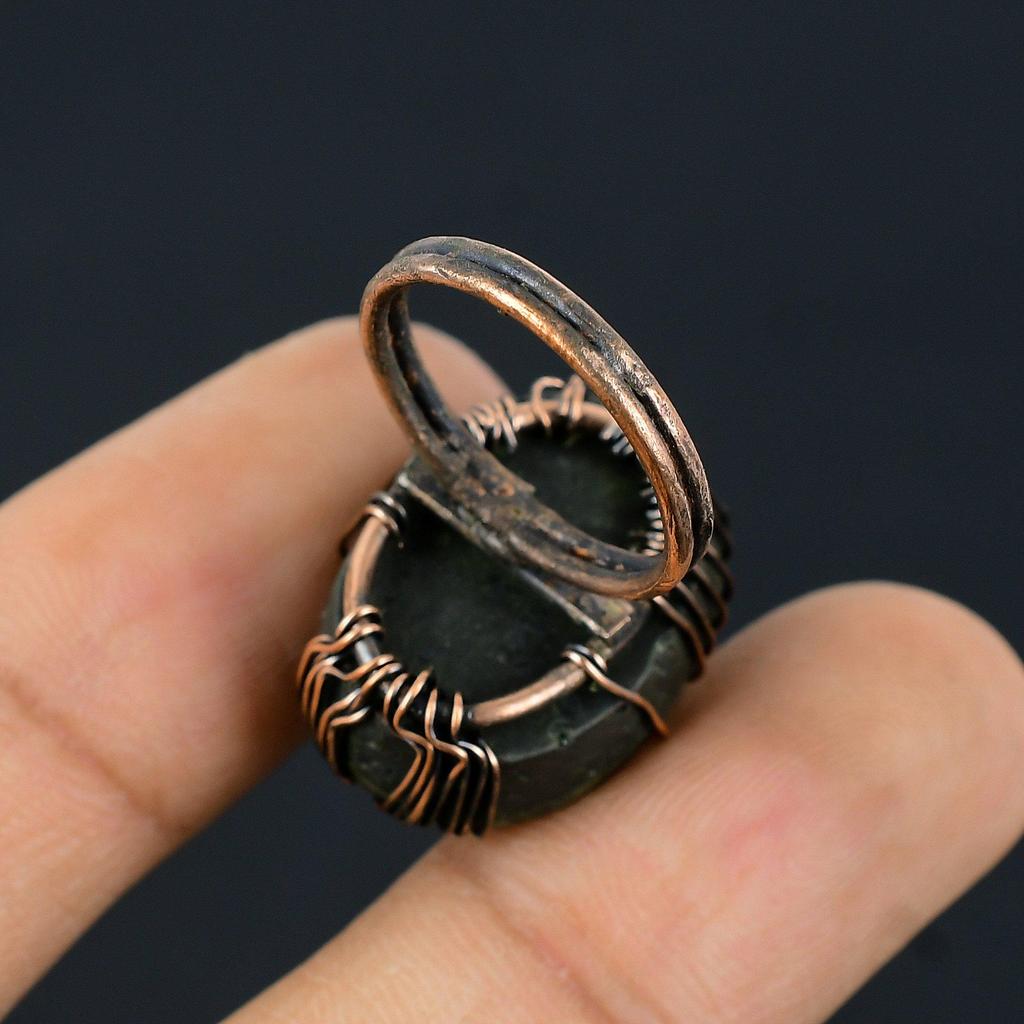 Tree Of Life Abalone Shell Gemstone Copper Wire Wrapped Handmade Jewelry Ring For Wedding Gift