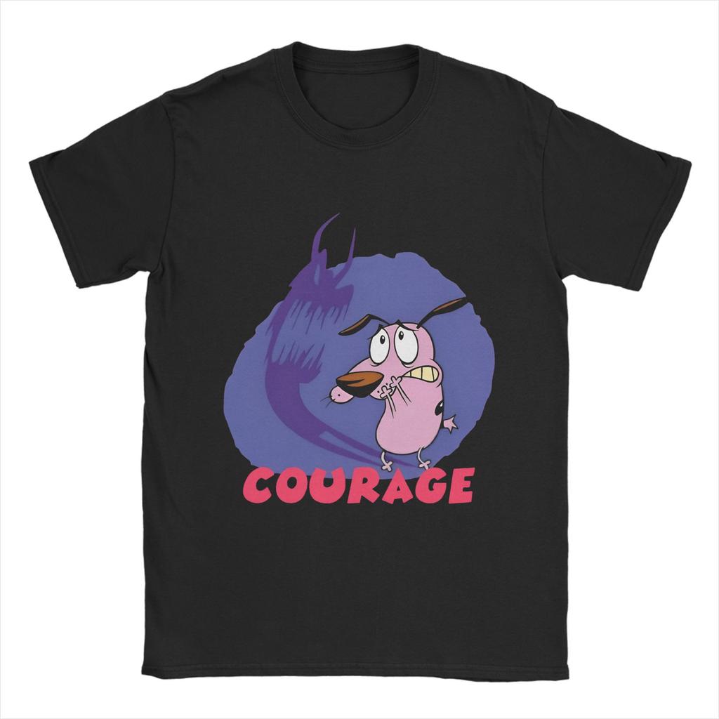 Men's T-Shirts Courage Dog Awesome Pure Cotton Tees Short Sleeve T Shirts O Neck Clothes Printing