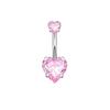 Heart-Shaped 5-Piece Pink Zircon Belly Button Ring Set for Piercings.