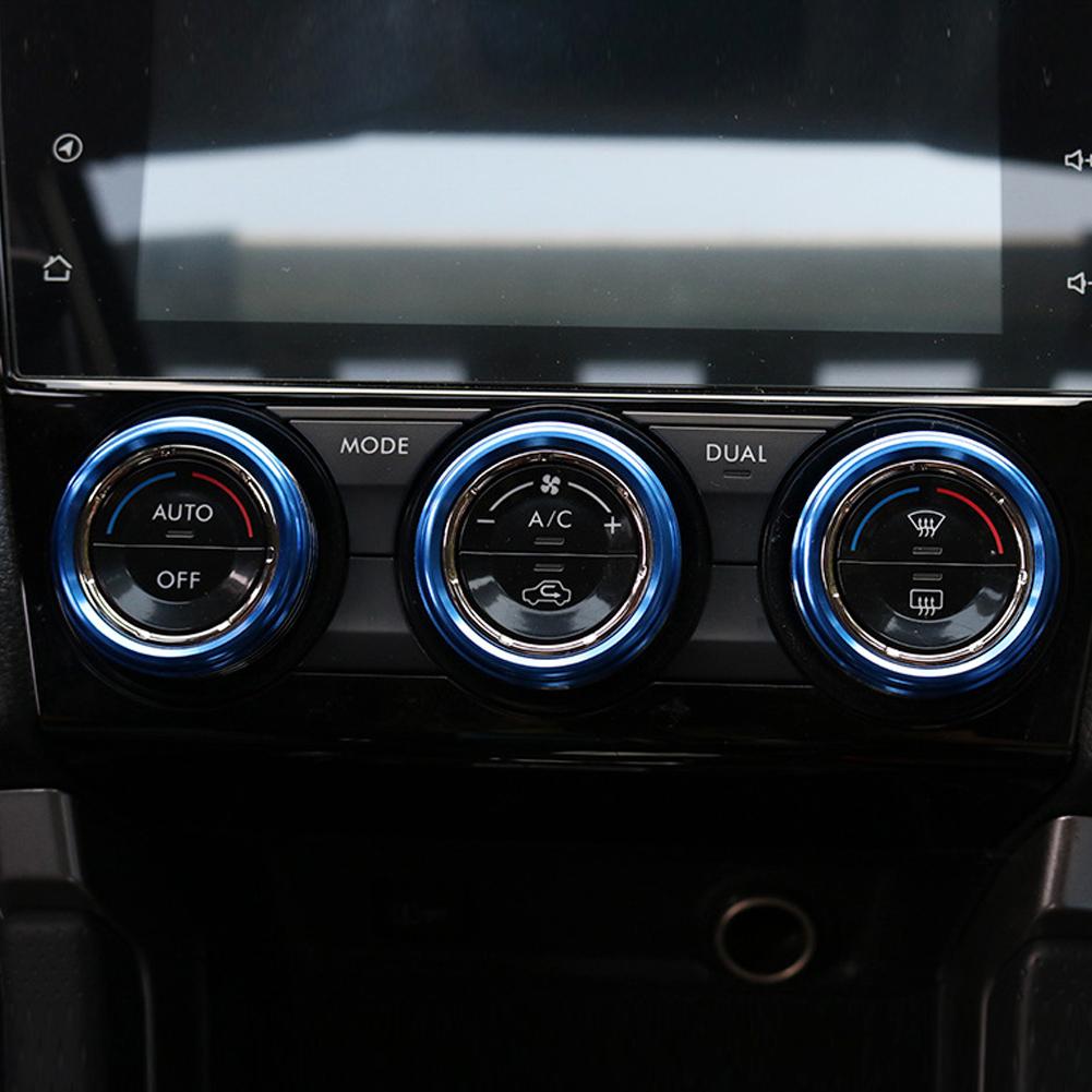 3Pcs/Set Car Styling AC Adjustment Knob Decorative Ring For Subaru Forester Impreza XV Crosstrek WRX Levorg Auto Accessories