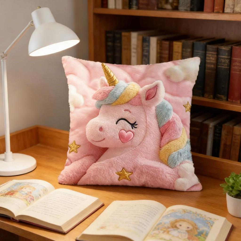 1Pc Cute Unicorn Pink Pillow Cover Double-Sided Machine Washable Cushion Case For Living Room Sofa Bedroom Decor