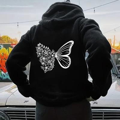 Женский флисовый свитер с рукавами на плечах, принтом букв, карманом-кенгуру, завязкой-бабочкой и капюшоном