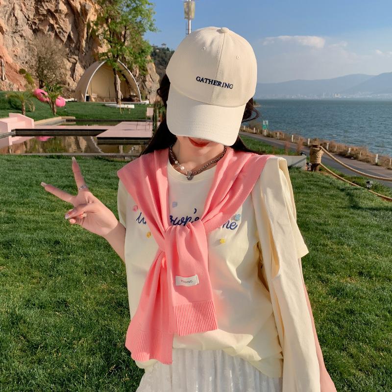 New Knitted Solid Color Letter Shawl For Women Versatile Student Outdoor Shoulder Spring/Summer Air Conditioning Room Shoulder