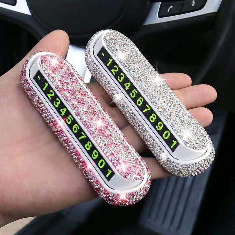 Роскошная автомобильная временная парковочная карта, коробка для телефонного номера, может быть спрятана, автомобильные блестящие аксессуары, гаджет для женщин/мужчин
