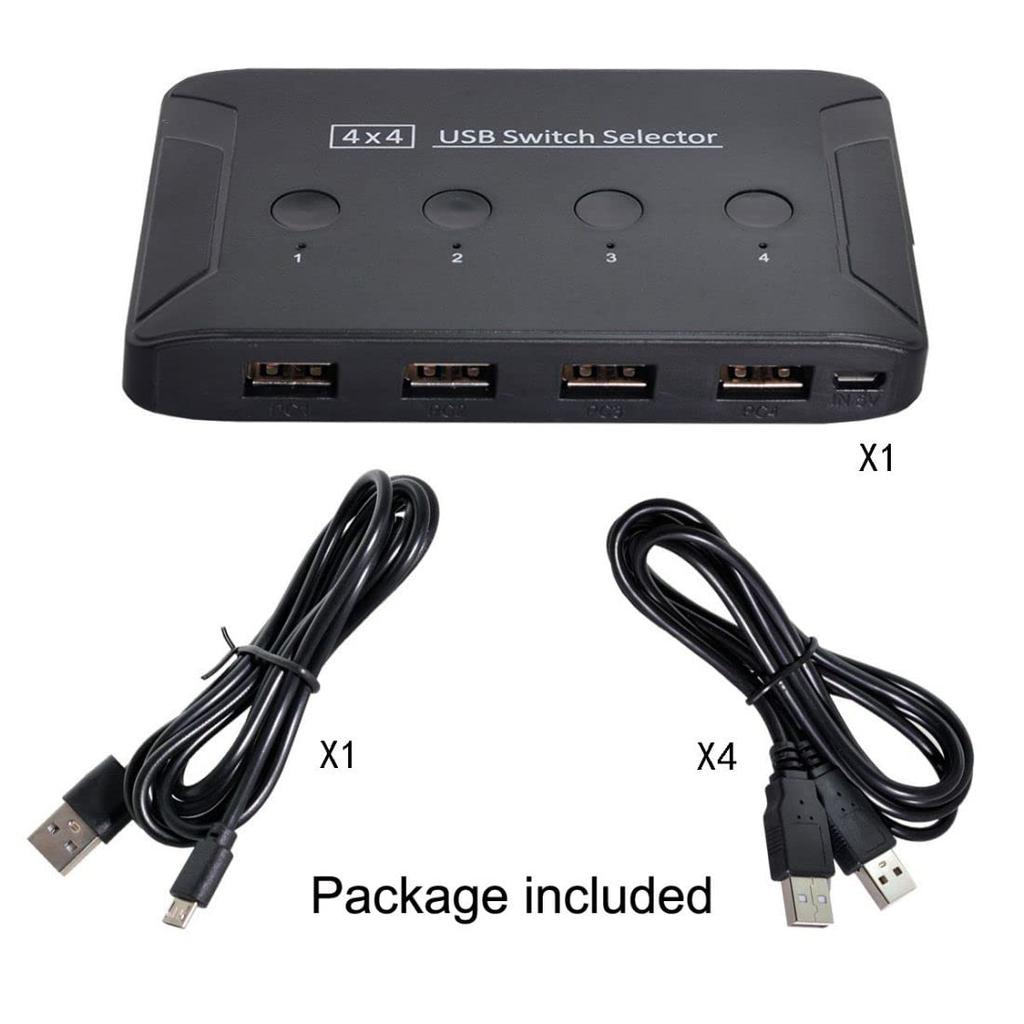 Селектор-переключатель Chenyang USB KVM для совместного использования 4 компьютеров, 4 USB-устройств для клавиатуры, мыши, сканера, принтера 2.0