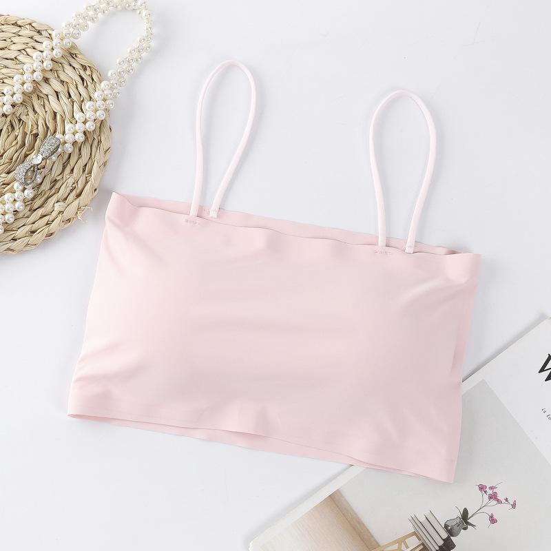 Seamless Ice Silk Camisole with Chest Pads - Women's Beautiful Back Sports Bra