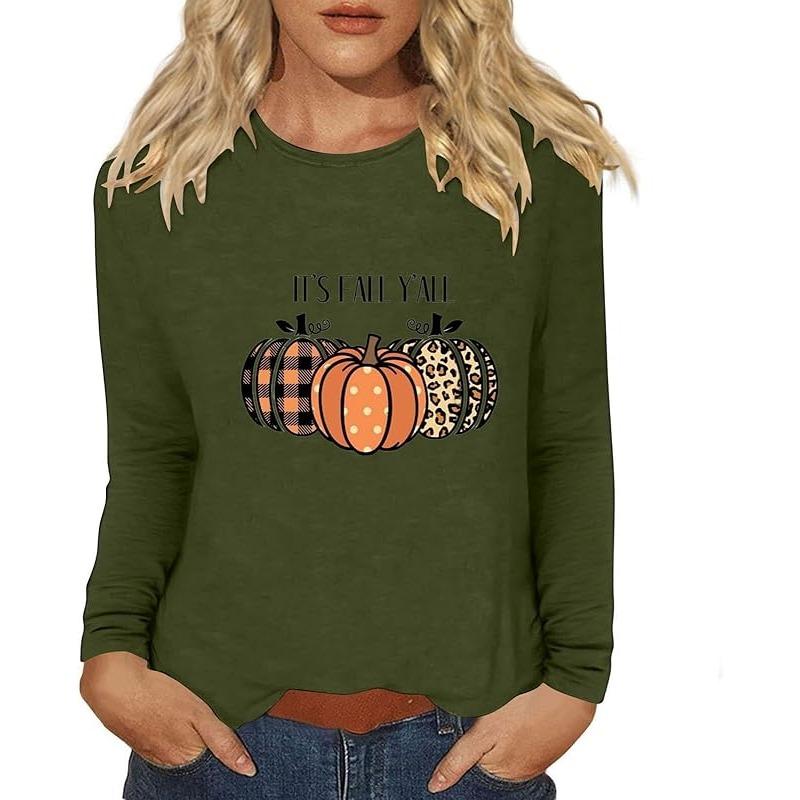 С Днем благодарения, стильный топ с длинными рукавами и рисунком тыквы 2024 года, женская осенняя рубашка с круглым вырезом, подарок