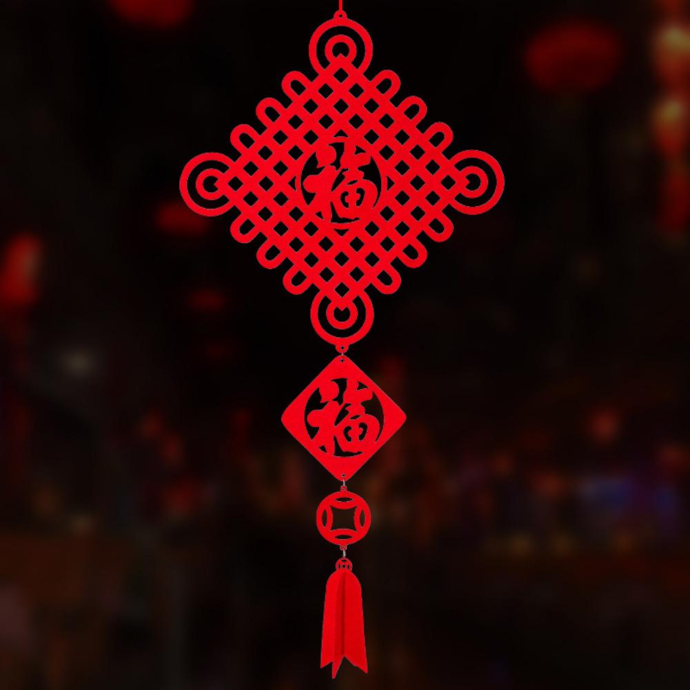 Подвесной китайский узелок «Удача» красного цвета для весеннего праздника Нового года