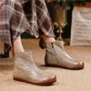 Genuine Leather Retro Flat Short Boots Side Zipper Soft Cowhide Versatile Women's Shoes