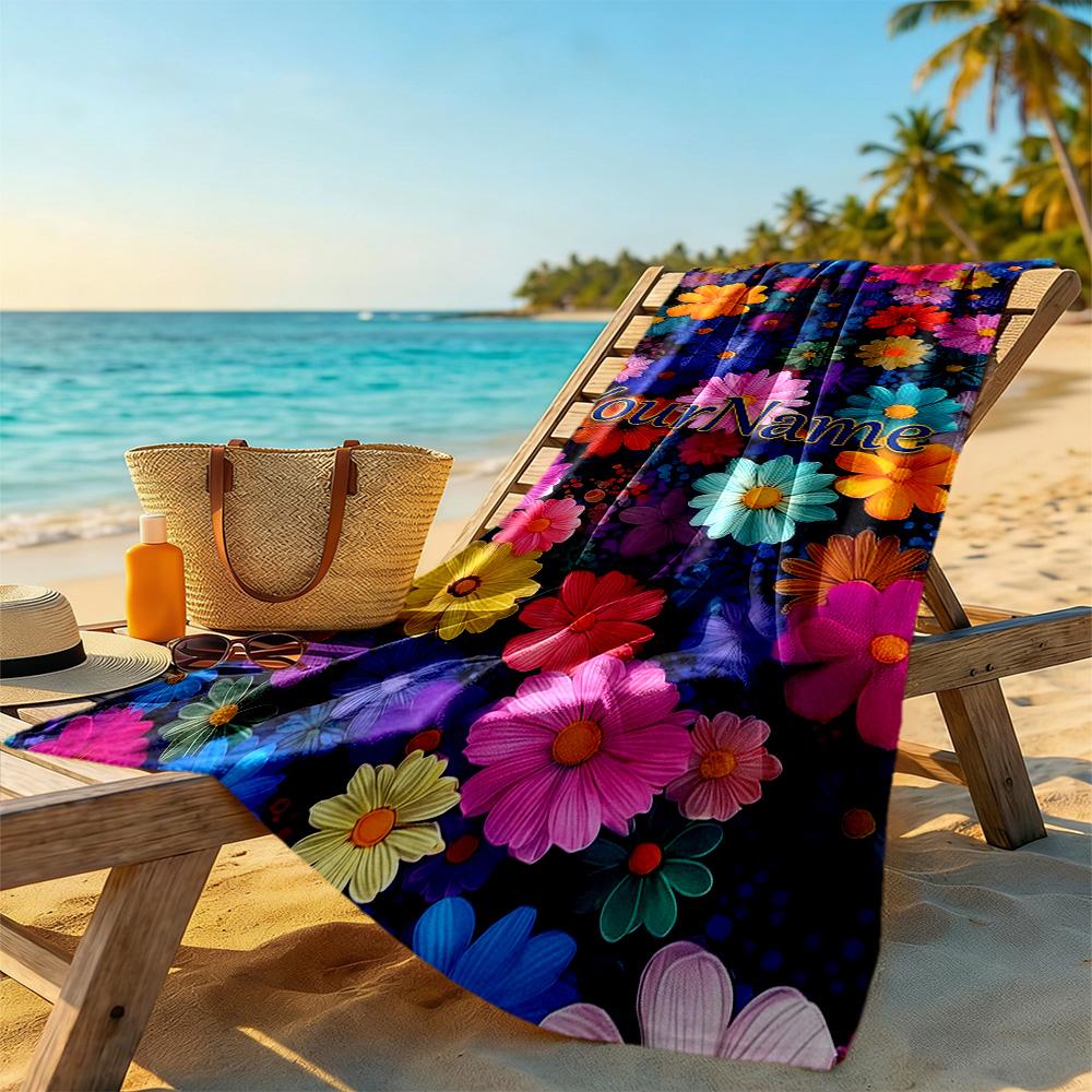 Rose Customize Your Name Beach Towel Super Soft & Absorbent Perfect for Traveling Yoga Camping and Swimming