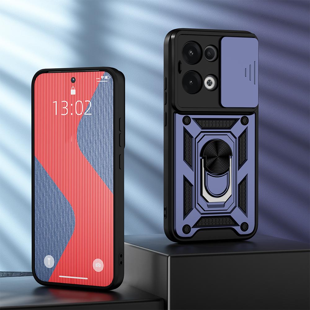 KEYSION Противоударный защитный чехол для OPPO Reno13 Pro 5G Силиконовый + ПК слайдер камера защитное кольцо подставка чехол для телефона для OPPO Reno 13