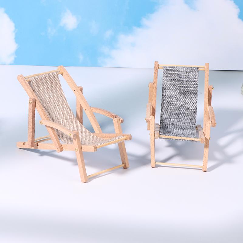 1:12 Dollhouse Miniature Beach Chair Deck Chair Model Living Scene Decor Toy Doll House Accessories