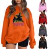 Ayollar uchun kundalik yumaloq bo'yinli uzun qisma pulover, Halloween bosmali top, uzun qisma xudi