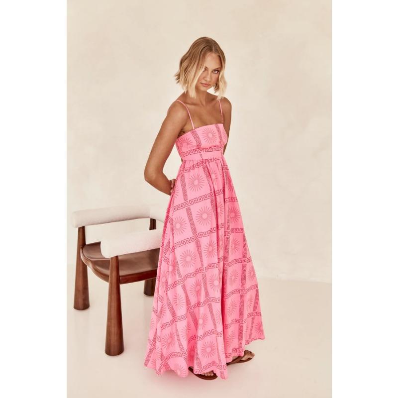 VEZFAA Women's Fashion Summer Spring Sleeveless Suspenders High Waist Casual Dresses