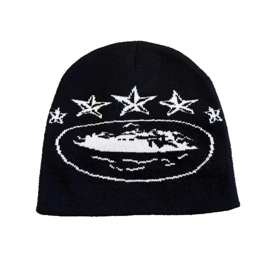Acrylic Knitted Warm Hat Men Women Letter Print Cold Season Headgear Fall Winter