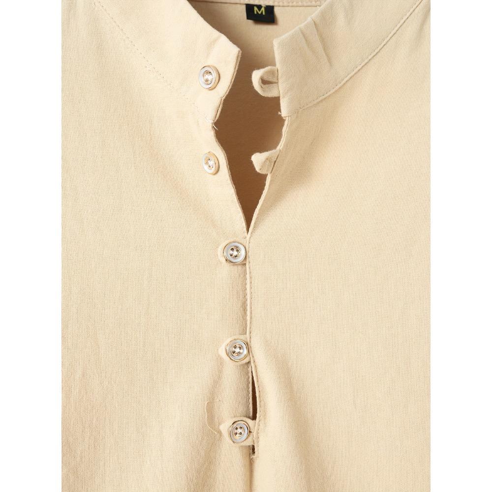 Осенние мужские топы ретро хлопок лен повседневные рубашки поло на пуговицах с длинными рукавами модные рубашки поло