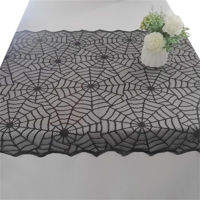 Жуткая Хэллоуинская скатерть, 32x41 дюйм, Прямоугольная, Кружевная черная скатерть для праздничного стола