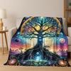 Nordic Dream Tree of Life Symbol Totem Yggdrasil Flannel Blanket,Cozy Soft Throw Blanket for Home Bedroom Bed Sofa Cover Gift