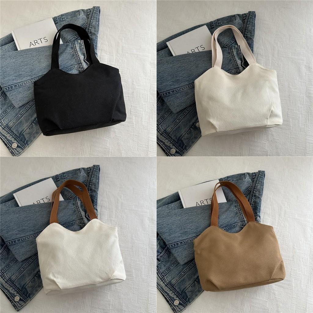 Fashionable Canvas Shoulder Bag With Large Capacity And Solid Color Design For Womens Everyday Wear