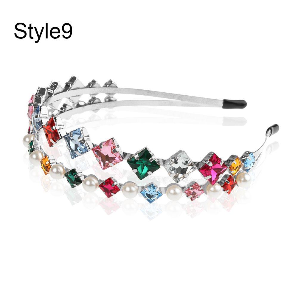 Fashion Baroque Style Party Jewelry Gifts Pearl Hair Band Gem Crystal Rhinestone Headband Head Wrap