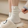 Solid Color Retro Twist Socks for Women In Autumn and Winter, Slightly Pressurized Breathable Mid-calf Socks, Simple and Versatile Pile Socks