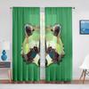 Зеленые тюлевые шторы с милой головой медведя, треугольные геометрические животные, прозрачные шторы из вуали для спальни, гостиной, кухни, декор