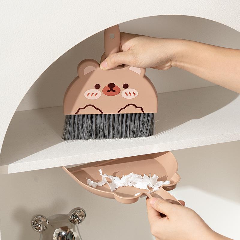 Mini Cartoon Desktop Broom & Dustpan Set - Small Table Sweeper Combo
