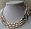 Новое поступление, ожерелье из любимого жемчуга, 3 нити, 7-8 мм, белый натуральный круглый натуральный пресноводный жемчуг, ювелирные украшения
