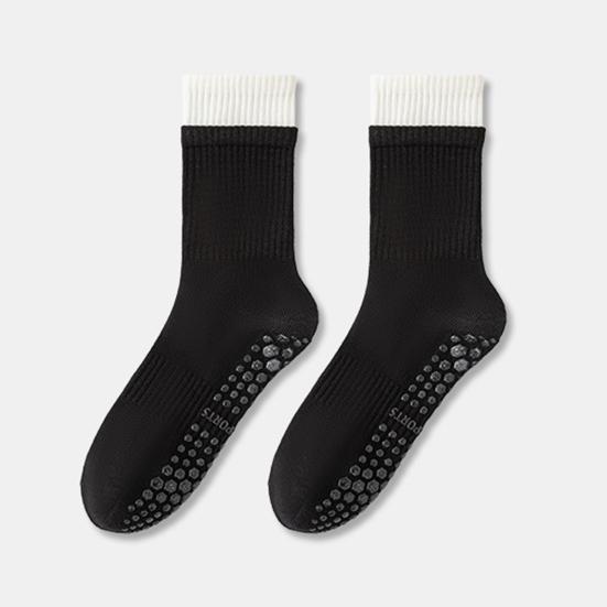 1 Pair Yoga Socks with Non-slip Gripper Breathable Moisture-Wicking Ballet Dance Fitness Pilates Athletic Gym Sports Mid-calf Socks
