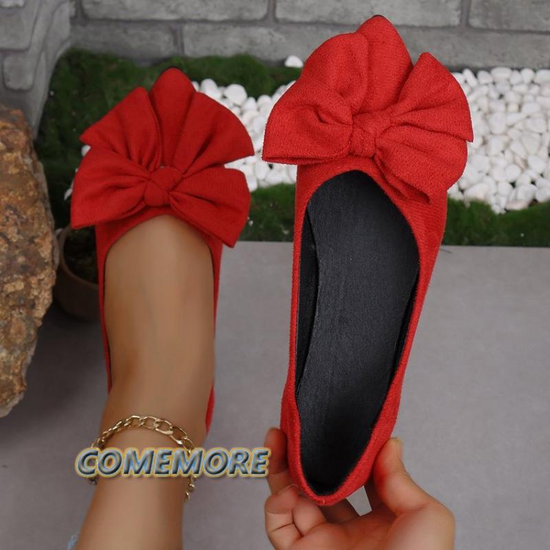 Женские туфли на плоской подошве с острым носком, женские замшевые повседневные туфли 2024 года, весна-лето, красные, черные, модные, большого размера, удобные, для отдыха на природе