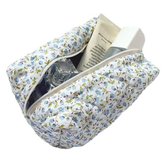 Косметичка Стильный дорожный органайзер для ухода за кожей с цветочным принтом, гладкая молния, легкий доступ, портативная модная косметичка